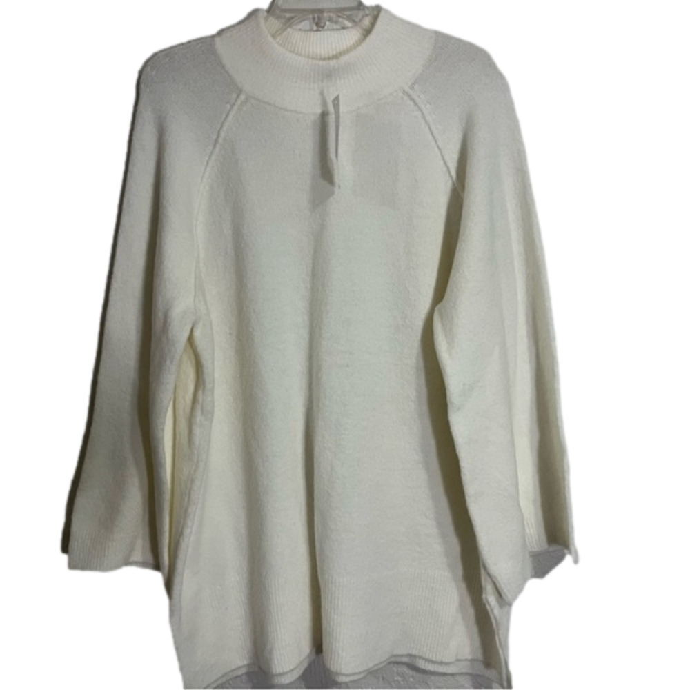 NWT Calvin Klein Ivory Mock Neck Sweater, Wide Arms, XL - Picture 1 of 7